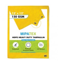 Mipatex Tarpaulin / Tirpal 12 Feet x 12 Feet 150 GSM (Yellow)